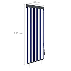 vidaXL Store roulant d'extérieur 60x250 cm Bleu et blanc pas cher