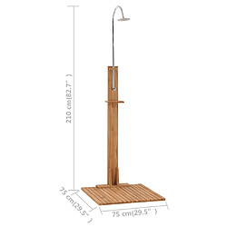 vidaXL Douche de jardin 75x75x210 cm bois de teck solide pas cher