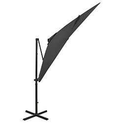 Helloshop26 Parasol meuble de jardin déporté avec mât et lumières led 250 cm anthracite 02_0008514