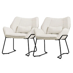 ML-Design Fauteuil 2 places Fauteuil relax Coussin de dossier Fauteuil de salon Lin Beige