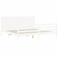 Maison Chic Lit adulte - Cadre Structure de lit avec tête de lit Contemporain blanc 200x200 cm bois massif -MN58896 pas cher