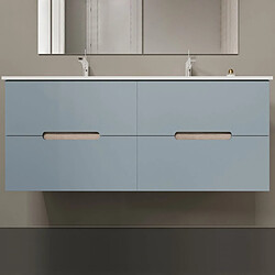 Kiamami Valentina MEUBLE DE SALLE DE BAIN 120CM DOUBLE LAVABO, TIROIRS BLEU MAT | MAGNOLIA