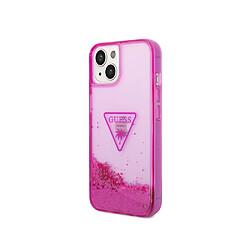 Guess Maroquinerie Guess Coque pour Apple iPhone 14 Glitter Palm à paillettes Rose