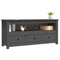 Acheter Maison Chic Meuble TV scandinave - Banc TV pour salon Gris 114x35x52 cm Bois de pin massif -MN56969