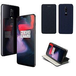 One Plus 6 4G : Etui bleu Slim Style Cuir avec stand - Housse noire coque anti choc de protection smartphone pour OnePlus 6 smartphone 2018 - Accessoires pochette case XEPTIO