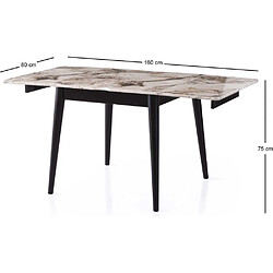 Acheter Hanah Home Table de repas extensible Totem noir, blanc marbré.