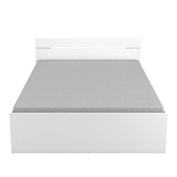 Lit 2 places avec rangements en bois coloris blanc mat - 144,5 x 74,2 x 204,3 cm -PEGANE-