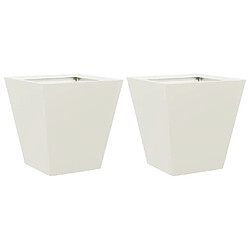 vidaXL Jardinières 2 pcs blanc 30x30x30 cm acier