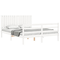 Acheter Maison Chic Lit adulte - Cadre Structure de lit avec tête de lit Contemporain blanc 160x200 cm bois massif -MN76551