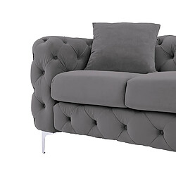 Vente-Unique Canapé 3 places chesterfield en velours anthracite EDWINA pas cher