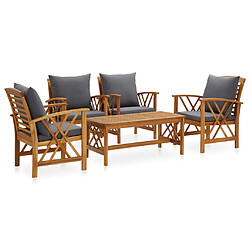 vidaXL Salon de jardin 5 pcs avec coussins Bois d'acacia solide