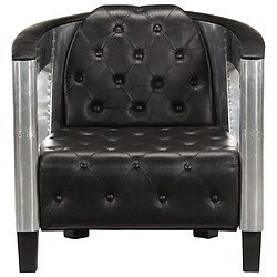 Helloshop26 Fauteuil chaise siège lounge design club sofa salon en style d'aviation noir cuir véritable 1102179/3