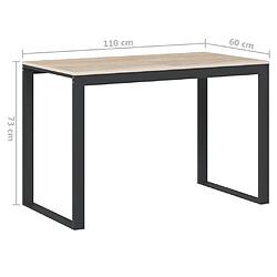 Helloshop26 Bureau table poste de travail meuble d'ordinateur informatique étude d'ordinateur et chêne 110 x 60 x 73 cm Aggloméré brun 02_0023751 pas cher