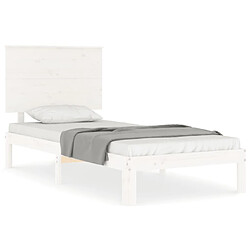 Maison Chic Cadre/structure de lit avec tête de lit pour adulte - Lit Moderne Chambre blanc simple bois massif -MN95924