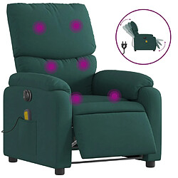 vidaXL Fauteuil de massage inclinable électrique Vert foncé Tissu