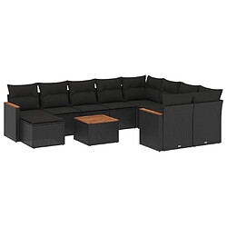 Maison Chic Salon de jardin 11 pcs avec coussins, Ensemble Tables et chaises d'extérieur noir résine tressée -GKD865635