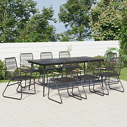 vidaXL Ensemble à manger de jardin 9 pcs noir rotin PVC