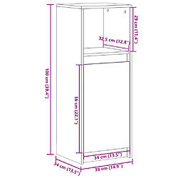 vidaXL Buffet avec LED gris béton 38x34x100 cm bois d'ingénierie pas cher