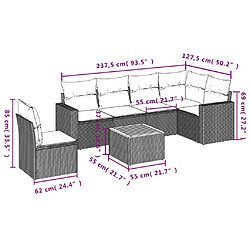 Acheter vidaXL Salon de jardin avec coussins 7 pcs gris résine tressée