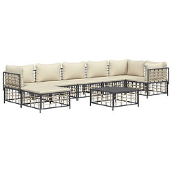 Avis Maison Chic Salon de jardin 8 pcs + coussins - Mobilier/Meubles de jardin - Table et chaises d'extérieur anthracite résine tressée -MN90874