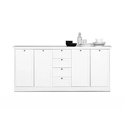 Avis Mes Buffet 4 portes 4 tiroirs 200x40x90 cm blanc - LANDZY