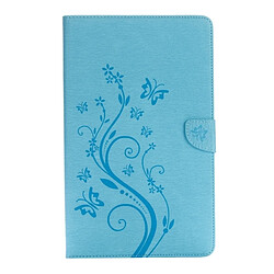 Wewoo Housse Étui bleu pour Samsung Galaxy Tab A 10.1 fleurs pressées motif papillon flip horizontal en cuir PU avec boucle magnétique et titulaire fentes cartes porte-monnaie