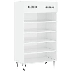 Maison Chic Armoire à chaussure,Meuble à Chaussures Blanc brillant 60x35x105 cm Bois ingénierie -MN79265