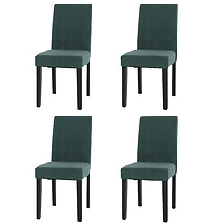 Decoshop26 Lot de 4 chaises de salle à manger dossier haut en tissu velours côtelé vert foncé pieds foncés 04_0007524