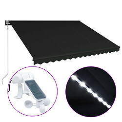 vidaXL Auvent rétractable capteur de vent et LED 400x300cm Anthracite