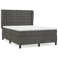 Maison Chic Lit Adulte - Lit simple Lit à sommier tapissier et matelas moelleux - Meuble de Chambre - Gris foncé 140x190cm Velours -MN38968