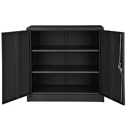 Avis Helloshop26 Armoire de bureau verrouillable dotée de 2 étagères. meuble 3 niveaux noir 08_0000380