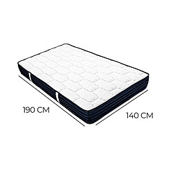 Visiodirect Matelas réversible DIAZ 140x190 cm, en mousse haute densité, indépendance du couchage, face été/hiver, épaisseur 20 cm