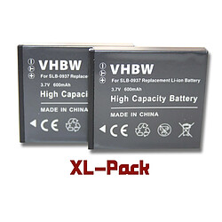 vhbw set de 2 batteries 600mAh pour appareil photo Samsung Digimax L830, NV4, PL10, NV33, L730, CL5, i8, ST10 remplace Samsung SLB-0937