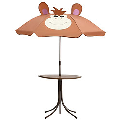 Avis Maison Chic Jeu de bistro avec parasol pour enfants 3 pcs,Mobilier d'extérieur,table de bistro et chaises Marron -GKD199624