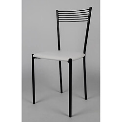 Tommychairs - Set 4 chaises Elegance pour la Cuisine et Bar, Structure en Acier peindré Noir et Assise en Cuir Artificiel Blanc