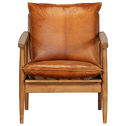 Acheter Maison Chic Fauteuil Relax pour salon | Fauteuil Marron Cuir véritable avec bois d'acacia -GKD60214