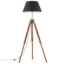 vidaXL Lampadaire à trépied Marron miel et noir Bois de teck 141 cm