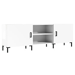 vidaXL Meuble TV blanc brillant 150x30x50 cm bois d'ingénierie