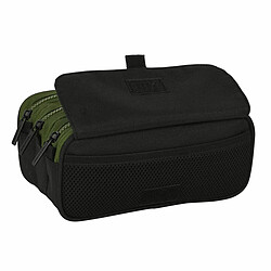 Trousse Fourre-Tout Triple Safta Dark forest Noir Vert 21,5 x 10 x 8 cm