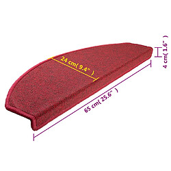 vidaXL Tapis d'escalier 15 pcs Rouge bordeaux 65 x 24 x 4 cm pas cher