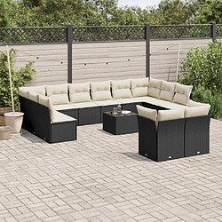 Maison Chic Salon de jardin avec coussins 13 pcs | Ensemble de Table et chaises | Mobilier d'Extérieur noir résine tressée -GKD37088