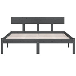 Avis vidaXL Cadre de lit sans matelas gris bois massif 140x190 cm