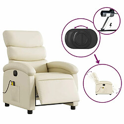 Maison Chic Fauteuil Relax pour salon, Fauteuil de massage inclinable électrique crème similicuir -GKD75958 pas cher