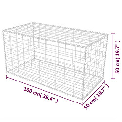 vidaXL Panier de gabion Acier galvanisé 100x50x50 cm pas cher