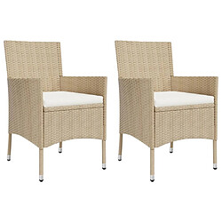 Acheter Ensemble salle à manger de jardin 3 pcs,Table et chaise à dîner d'extérieur Beige poly rotin -MN61710