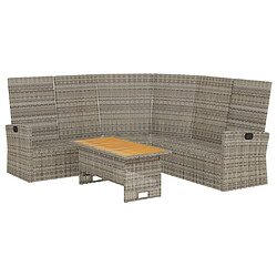 Acheter Maison Chic Salon de jardin 2 pcs avec coussins - Table et chaises d'extérieur - Mobilier/Meubles de jardin Moderne Gris Résine tressée -MN96105