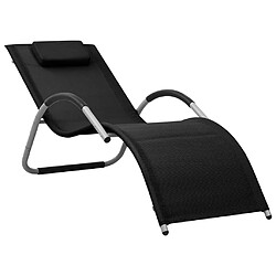 Maison Chic Chaise longue Jardin| Bain de soleil Relax | Transat textilène noir et gris -GKD93154