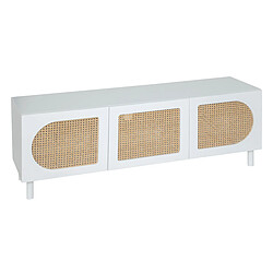 Pegane Meuble TV 3 portes Blanc