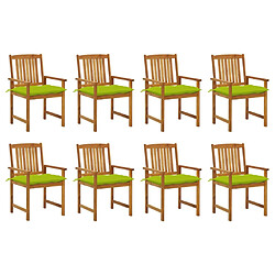 Maison Chic Lot de 8 Chaises de jardin avec coussins | chaises d'extérieur | Fauteuil Relax Bois d'acacia solide -GKD46380