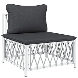 Maison Chic Salon de jardin 6 pcs avec coussins - Table et chaises d'extérieur - Mobilier/Meubles de jardin Moderne blanc acier -MN53210 pas cher